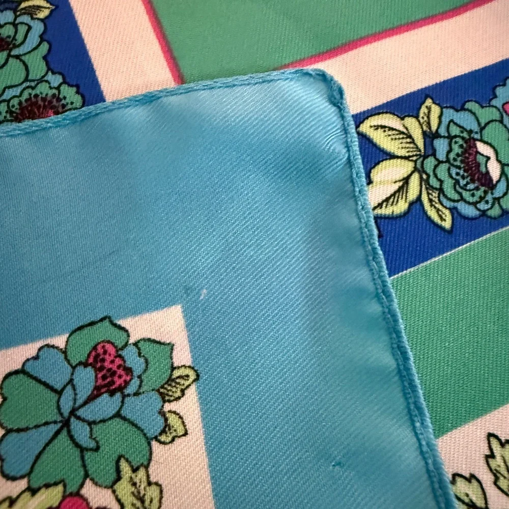 Vintage Floral and‎ Tropical Scarf Lot of 3 Green Blue Pink Teal Bundle
